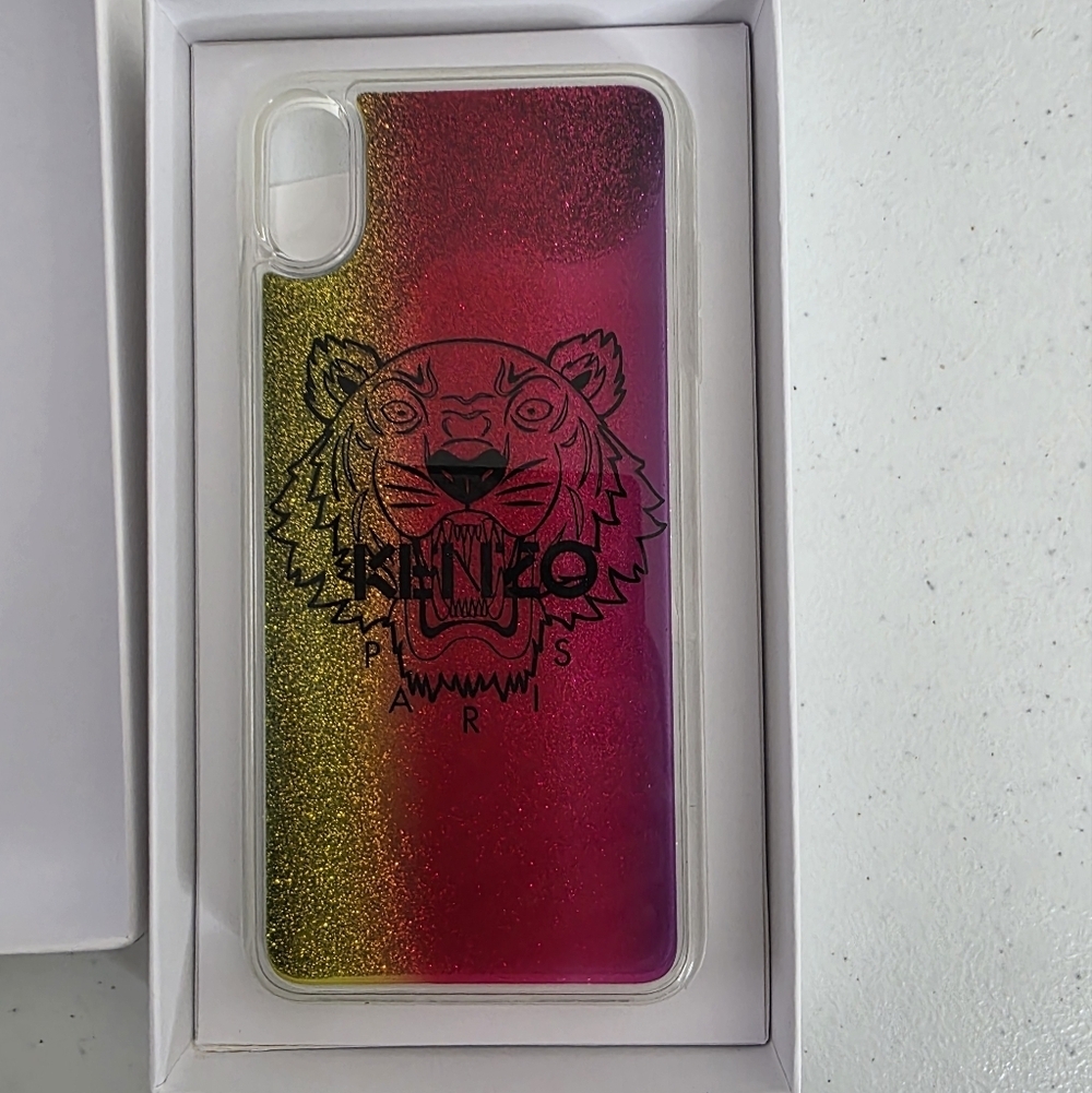 Kenzo Iphone X/XS Glitter Phone Case Tiger‎ Head Image NEW